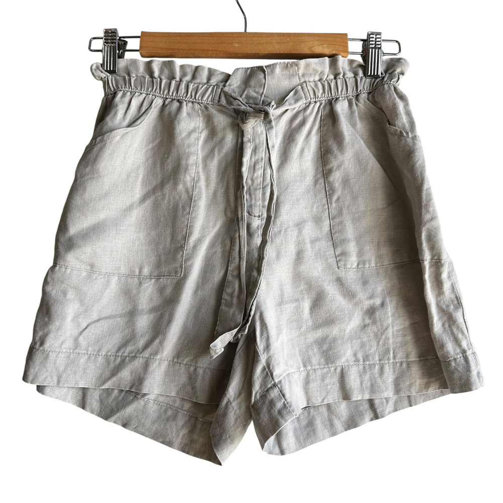 Cynthia Rowley Paper Bag Shorts Linen Casual Summer Beige Size 2 NWOT Travel